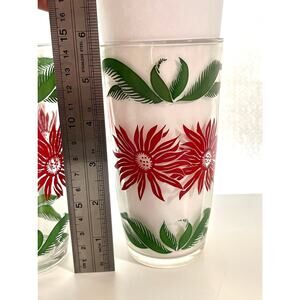 Vintage Poinsettia Glasses, Set of 5, Christmas Drinkware, Barware